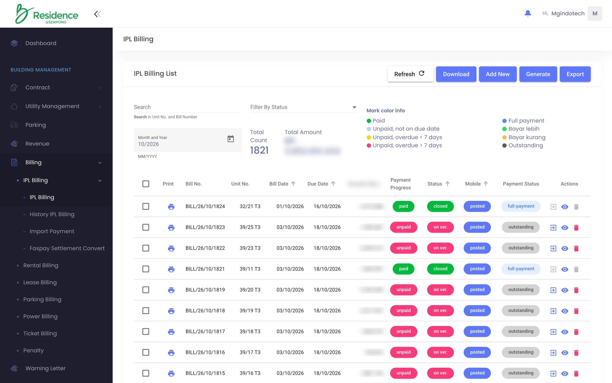 Be Management System — Tagihan IPL