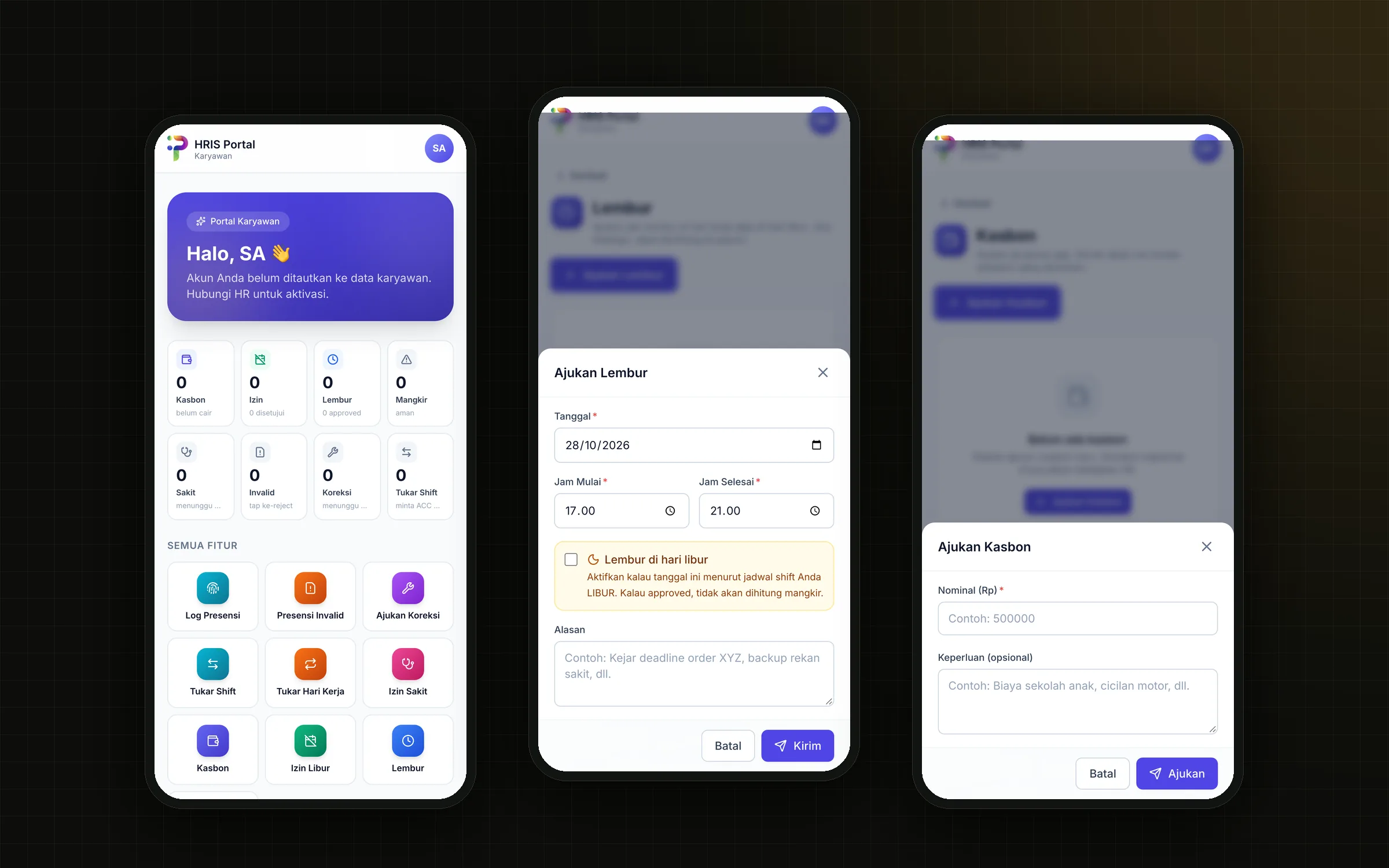 HRIS PT Pusat Cetak Indonesia — Tampilan mobile