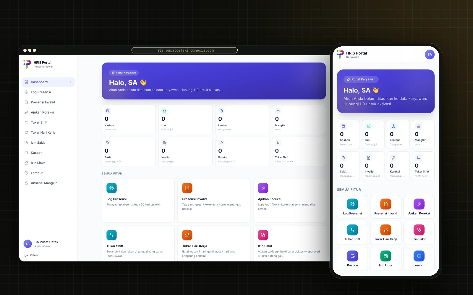 HRIS PT Pusat Cetak Indonesia — Web & mobile
