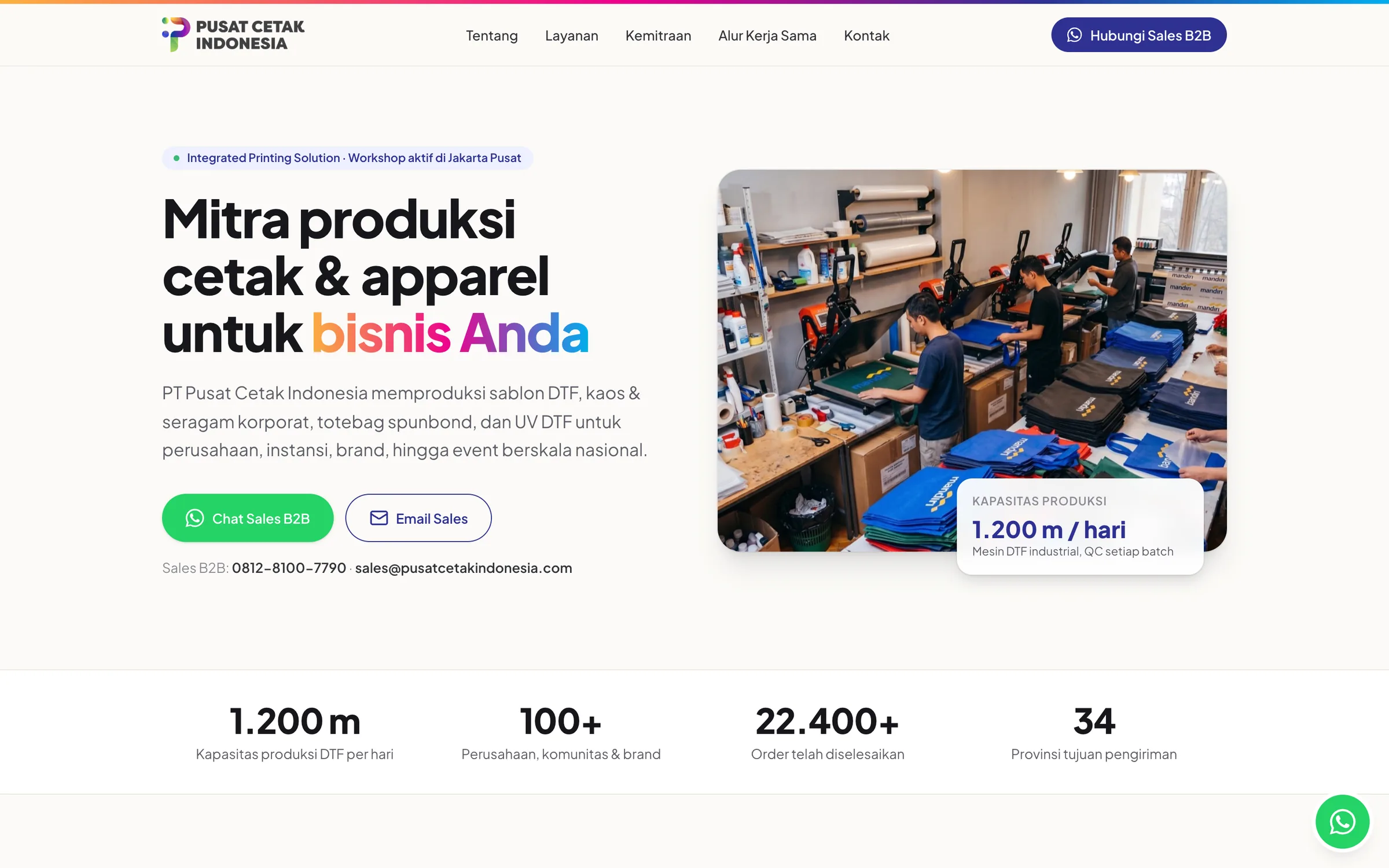 Pusat Cetak Indonesia — Hero & kapasitas produksi