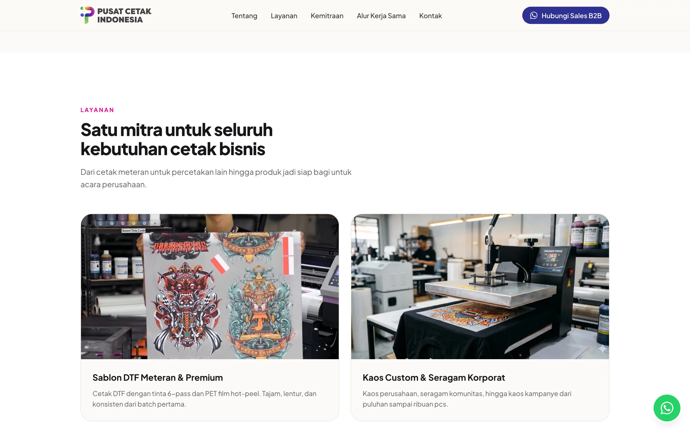 Pusat Cetak Indonesia — Layanan