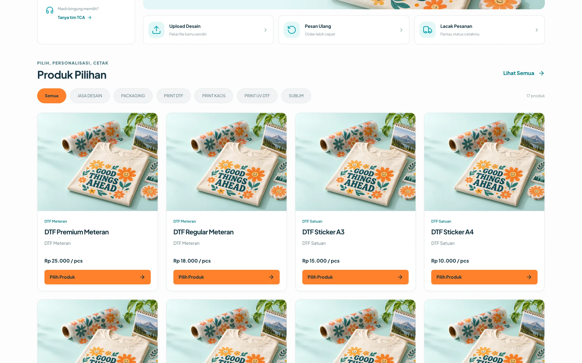 Tinggal Cetak Aja — Product catalog